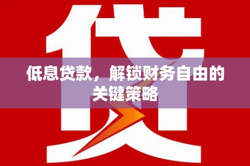 镜湖低息贷款，解锁财务自由的关键策略