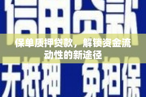 镜湖保单质押贷款，解锁资金流动性的新途径