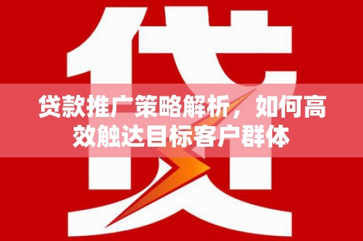 镜湖贷款推广策略解析，如何高效触达目标客户群体