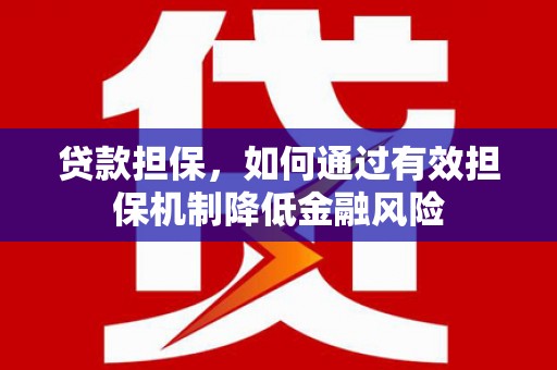 镜湖贷款担保，如何通过有效担保机制降低金融风险